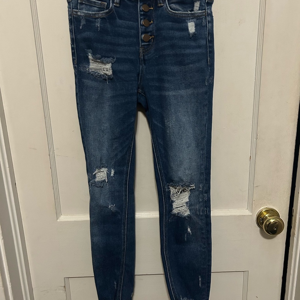 Altar'd State Distressed Blue Skinny Jeans